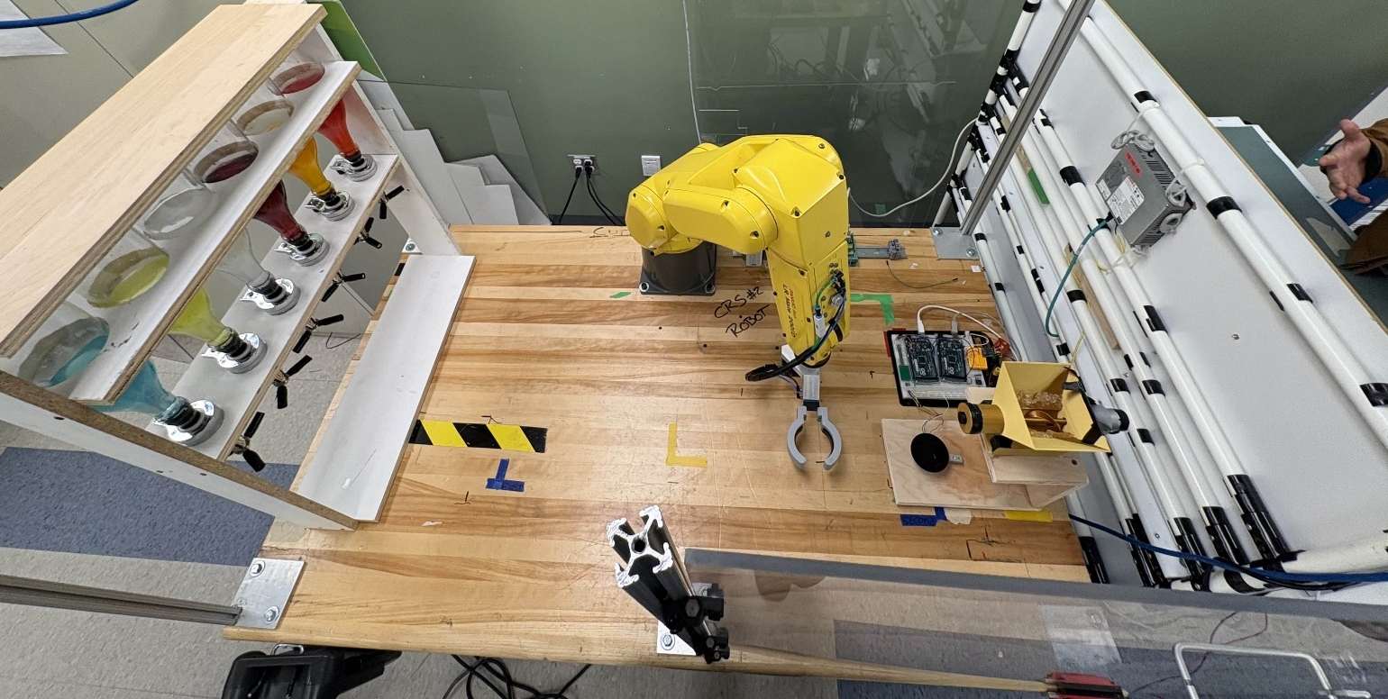 Top-down view of the full automated bartender cell